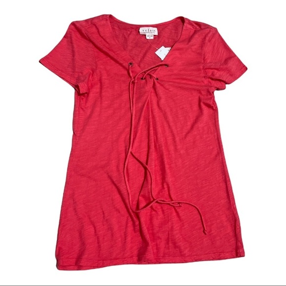 Velvet Pink Cotton Short Sleeves Casual Top Size S - Picture 3 of 8